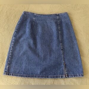 Vintage Vivaldi Jeanswear Blue High Wasited Denim Skirt with Side Slit Size 8